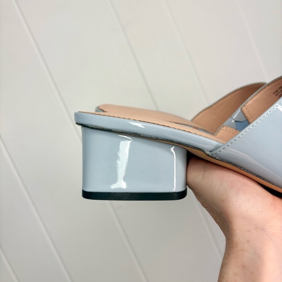 NEW J. Crew 1997 Mules in Patent Leather Icy Blue Heels Slides Sandals Size 10 - Picture 4 of 9